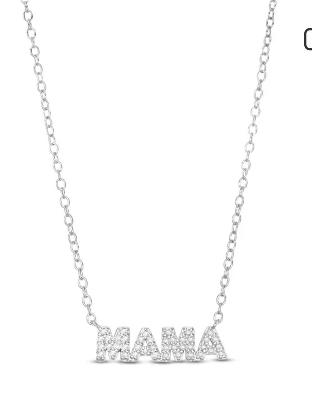 NEW Sterling Silver 1/8 CT. T.W. Diamond Mama Pendant - 18" $125 MSRP